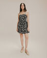 Vestido Corto Estampado Flores,NEGRO